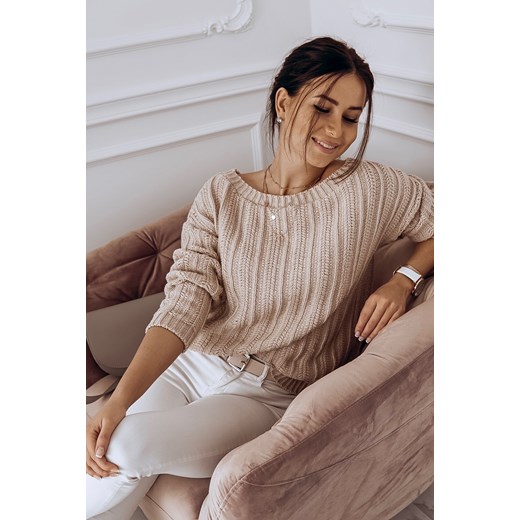 Sweter damski z dekoltem w łódkę casual
