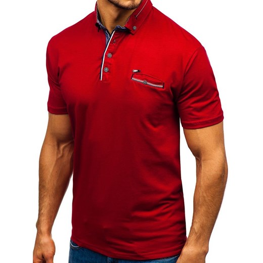 Denley t-shirt męski czerwony z krótkimi rękawami 