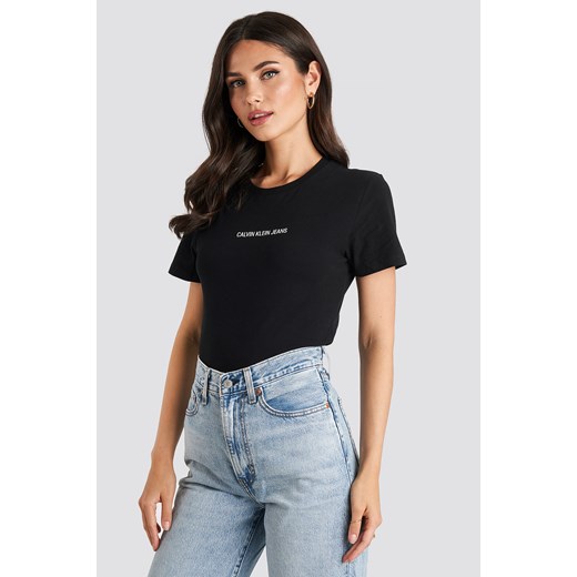 Bluzka damska Calvin Klein czarna z krótkimi rękawami wiosenna 