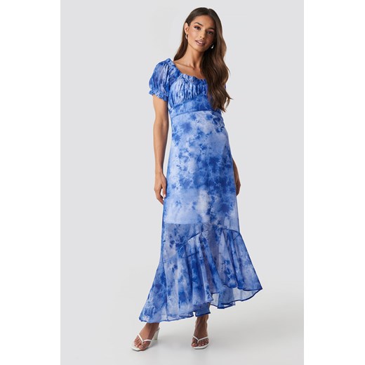 Sukienka NA-KD niebieska elegancka z okrągłym dekoltem 