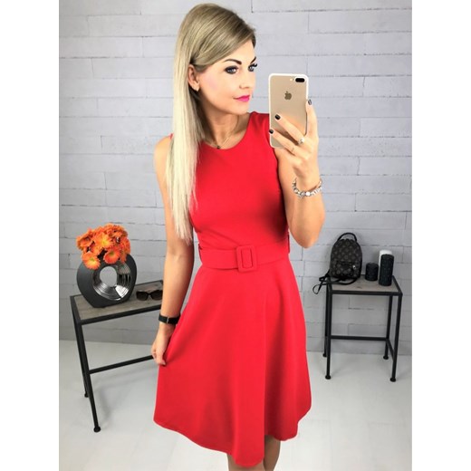 Sukienka mini czerwona bez wzorów 