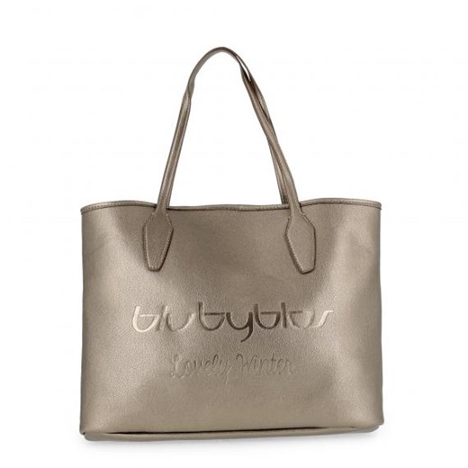 Shopper bag Blu Byblos lakierowana bez dodatków młodzieżowa 