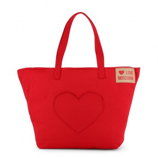 Love Moschino shopper bag duża matowa na ramię z aplikacjami 