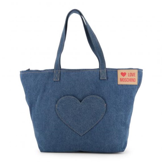 Shopper bag Love Moschino z aplikacjami mieszcząca a6 w stylu młodzieżowym 