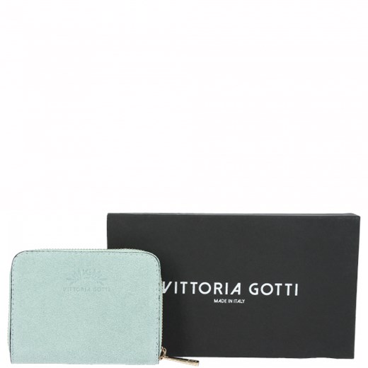 Vittoria Gotti Made in Italy Firmowe Skórzane Portfele Damskie wykonane z Zamszu Naturalnego Mięta (kolory) Vittoria Gotti   promocja PaniTorbalska 
