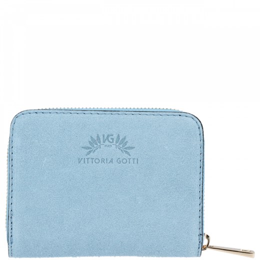 Vittoria Gotti Made in Italy Firmowe Skórzane Portfele Damskie wykonane z Zamszu Naturalnego Błękit (kolory) Vittoria Gotti   wyprzedaż PaniTorbalska 