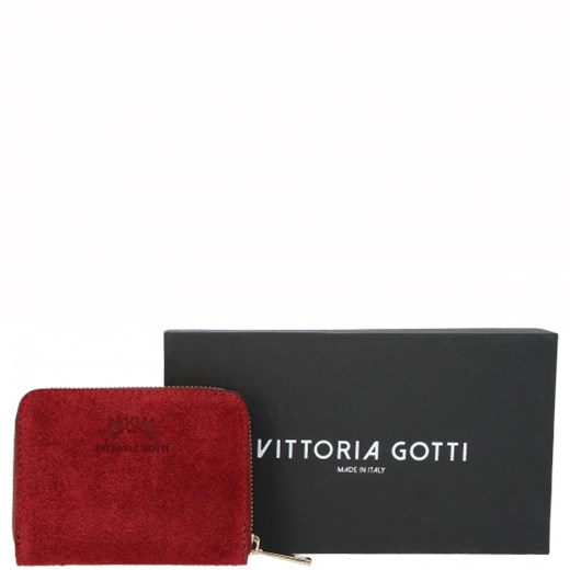 Vittoria Gotti Made in Italy Firmowe Skórzane Portfele Damskie wykonane z Zamszu Naturalnego Bordowy (kolory) Vittoria Gotti   okazja PaniTorbalska 