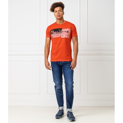 T-shirt męski Pepe Jeans pomarańczowa młodzieżowy 