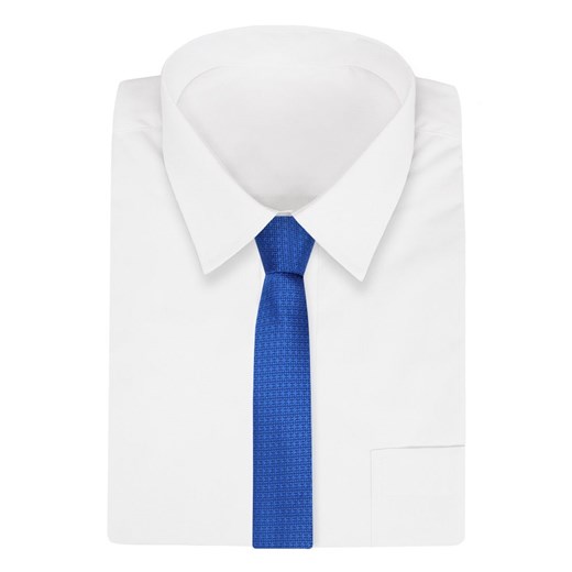 Chabrowy Krawat -Angelo di Monti- 6 cm, Męski, Niebieski, w Tłoczony Wzór Geometryczny KRADM1621  Angelo Di Monti  JegoSzafa.pl