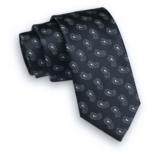Ciemny Granatowy Krawat -Angelo di Monti- 6 cm, Męski, w Drobny Wzór Paisley, Łezki KRADM1625 ze sklepu JegoSzafa.pl w kategorii Krawaty - zdjęcie 73182781