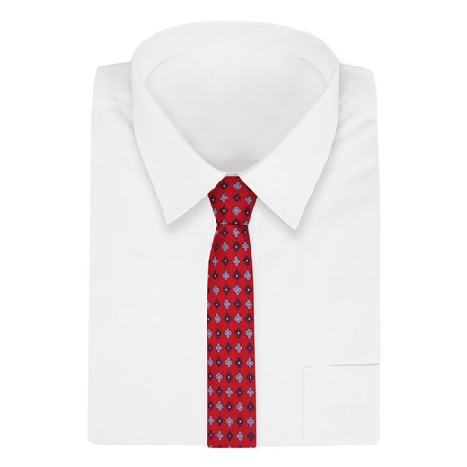 Krawat Angelo Di Monti czerwony w abstrakcyjne wzory 