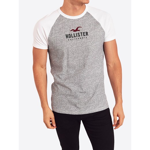 T-shirt męski Hollister szary z krótkimi rękawami 