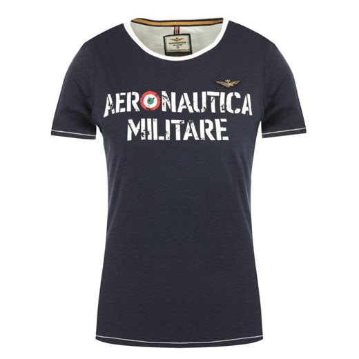 Bluzka damska Aeronautica Militare w militarnym stylu z krótkim rękawem z okrągłym dekoltem 
