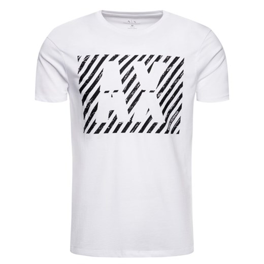 T-shirt męski Armani z napisami biały młodzieżowy 