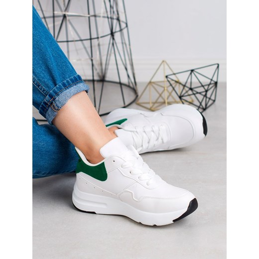 Buty sportowe damskie białe CzasNaButy sneakersy bez wzorów na wiosnę casualowe płaskie 
