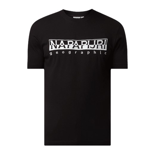 T-shirt męski Napapijri czarny z krótkimi rękawami 