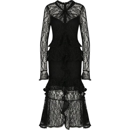 Sukienka Marciano elegancka z długim rękawem czarna trapezowa maxi 
