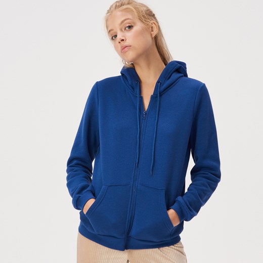 Sinsay - Bluza basic z kapturem - Niebieski Sinsay M