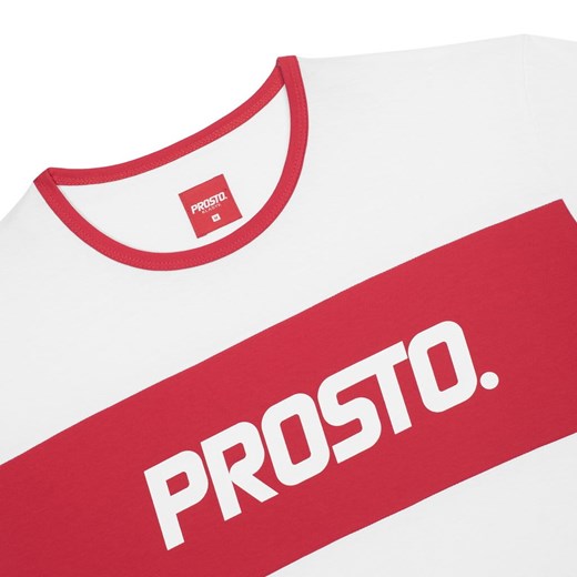 T-shirt męski Prosto. z napisami biały z krótkim rękawem młodzieżowy z bawełny 