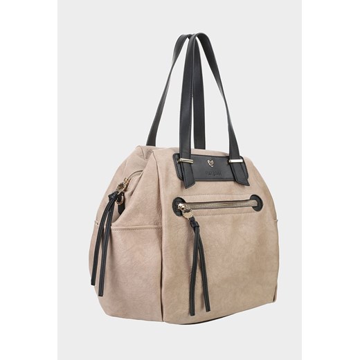 Femestage shopper bag beżowa duża bez dodatków elegancka na ramię 
