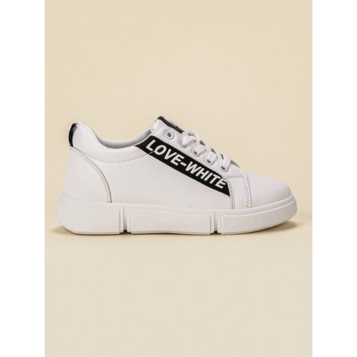 Buty sportowe damskie białe CzasNaButy sneakersy sznurowane na wiosnę płaskie bez wzorów 