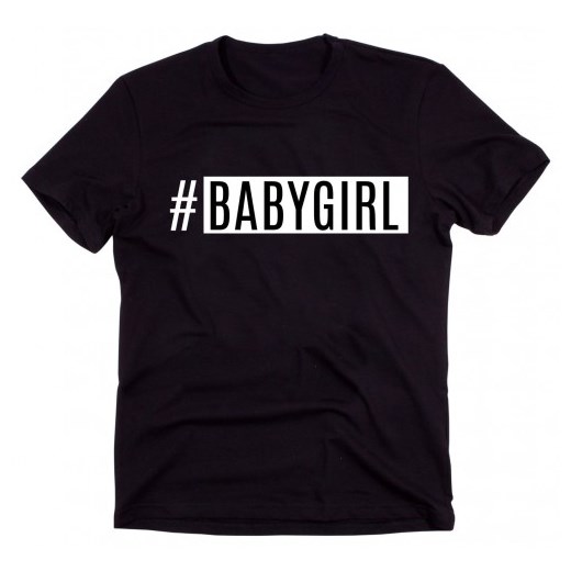 Czarny Klasyczny T-shirt "# BABYGIRL"