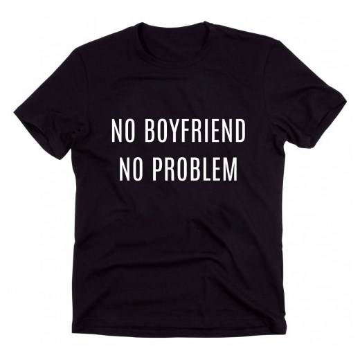 Czarny Klasyczny T-shirt "NO BOYFRIEND NO PROBLEM"