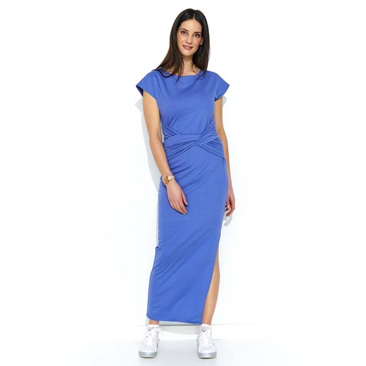 Niebieska sukienka Makadamia maxi prosta na spacer 