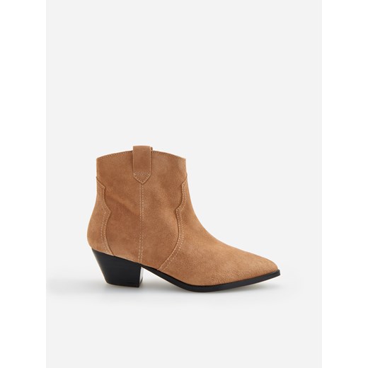Reserved - Skórzane botki - Beżowy Reserved  40 