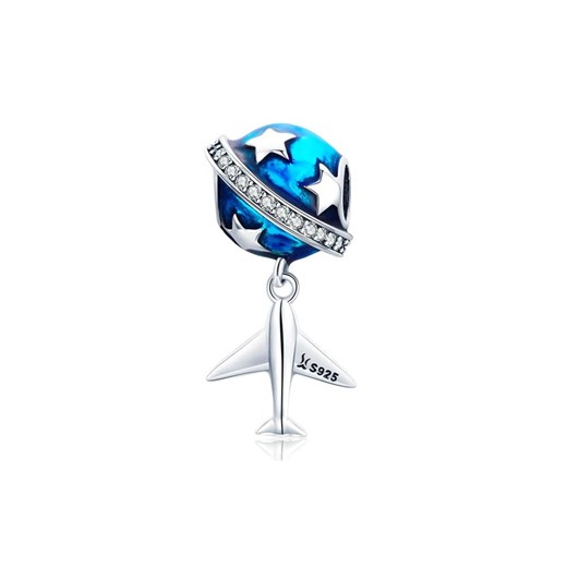 Rodowany srebrny wiszący charms pandora samolot plane gwiazdy cyrkonie srebro 925 BEAD2 Valerio Valerio.pl