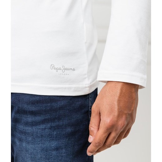 T-shirt męski biały Pepe Jeans gładki z długimi rękawami casual 