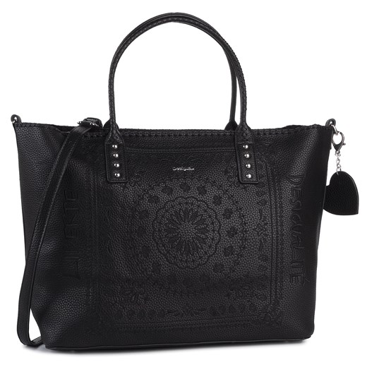 Shopper bag Desigual z breloczkiem czarna mieszcząca a5 elegancka 
