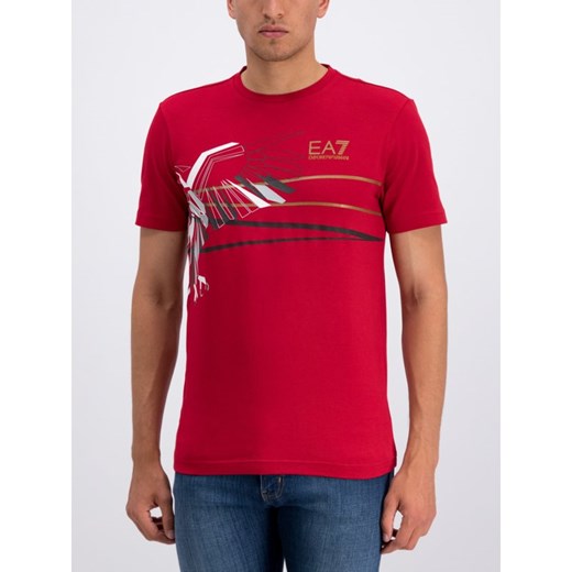 Czerwony t-shirt męski Ea7 Emporio Armani 