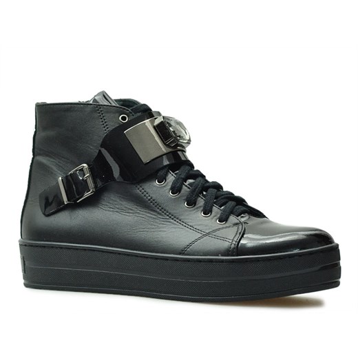 Sneakersy Exclusive Roberto 549/K Czarne lico + lakier