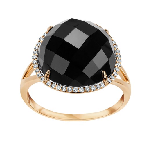 Midnight - złoty pierścionek z diamentami i onyksem