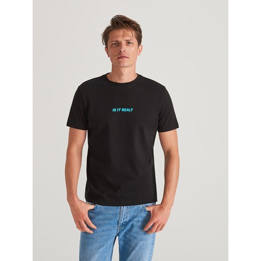 Reserved - T-shirt z bawełny pima - Czarny  Reserved XL 