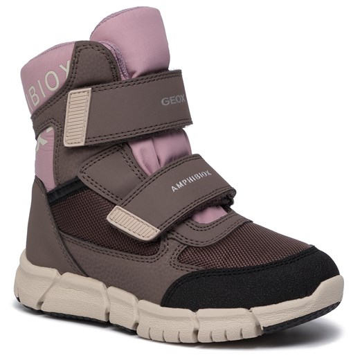 Buty zimowe dziecięce Geox śniegowce na rzepy bez wzorów 