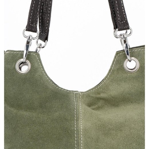 Shopper bag Genuine Leather z zamszu bez dodatków skórzana 
