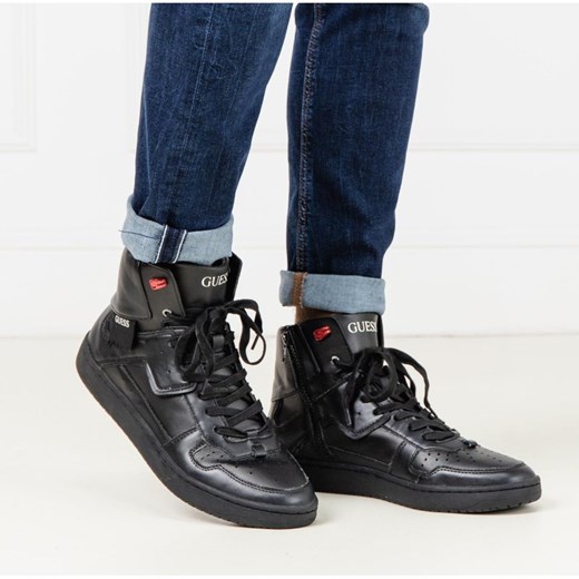 Buty sportowe męskie Guess na jesień czarne skórzane wiązane 