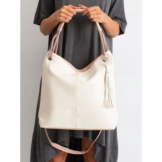 Shopper bag biała bez dodatków ze skóry ekologicznej 