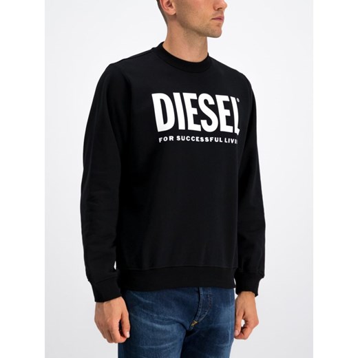 Bluza męska Diesel z napisami czarna młodzieżowa 