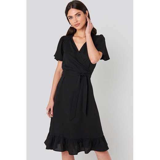 NA-KD Boho Smocked Shoulder Belted Frill Dress - Black  NA-KD Boho 38 NA-KD