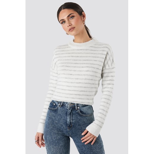 NA-KD Striped Round Neck Knitted Sweater - White,Grey NA-KD  XXL 