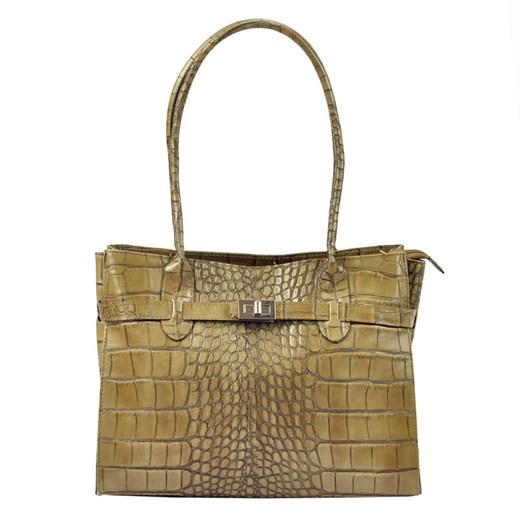Shopper bag brązowa Luka bez dodatków lakierowana mieszcząca a8 skórzana elegancka 