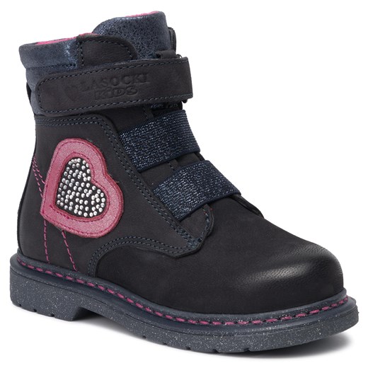 Buty zimowe dziecięce Lasocki Kids czarne na rzepy z aplikacjami  