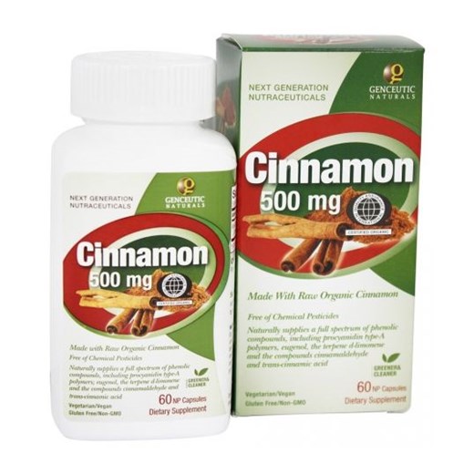 Genceutic Naturals Cinnamon 500mg organiczny cynamon suplement diety 60 kapsułek Genceutic Naturals   Horex.pl