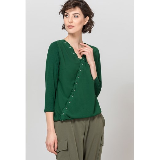 Bluzka damska zielona Monnari z dekoltem w literę v 