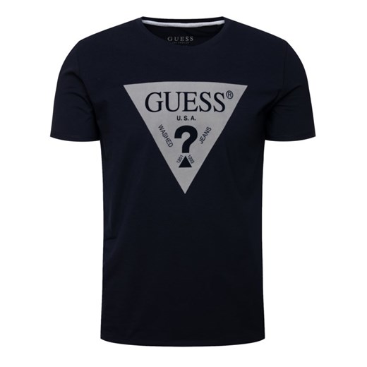 Granatowy t-shirt męski Guess z krótkimi rękawami 