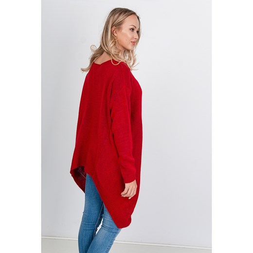 Czerwony sweter z długimi bokami Zoio  S/XL promocyjna cena zoio.pl 