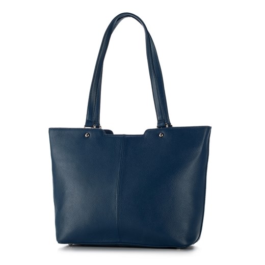 Shopper bag Wittchen matowa niebieska bez dodatków elegancka skórzana duża 